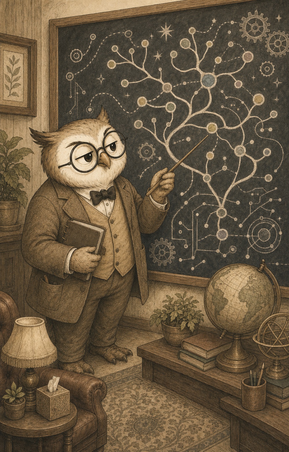 Dr Hibou observe une carte symbolique de la neurodiversité